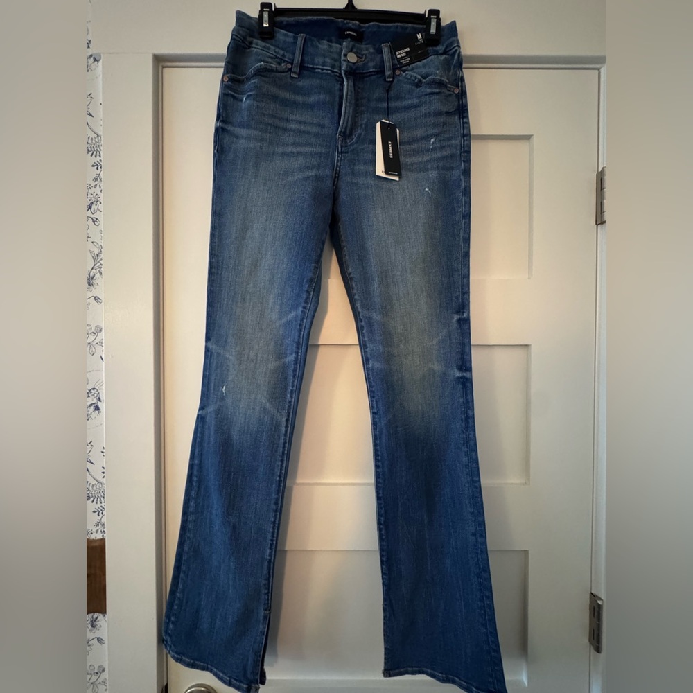 Express Women's Flexx Skyscraper Mid-Rise Jeans in Classic Blue Size 6/8/10